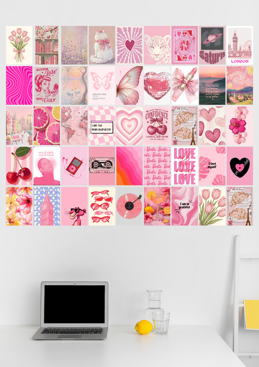 45 Epic pink aesthetic Movie collage set poster