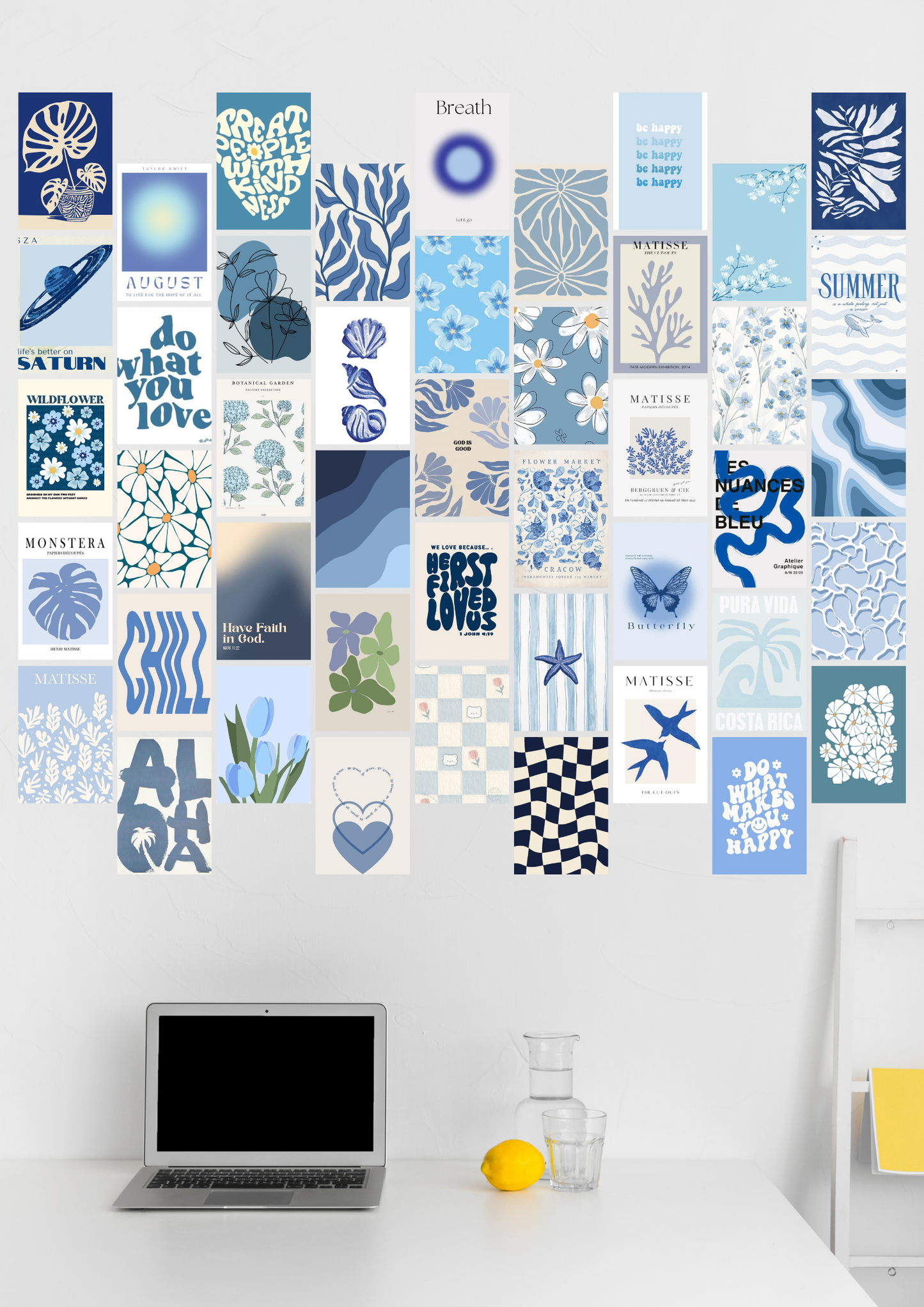 45 Epic blue aesthetic wall collage Set poster