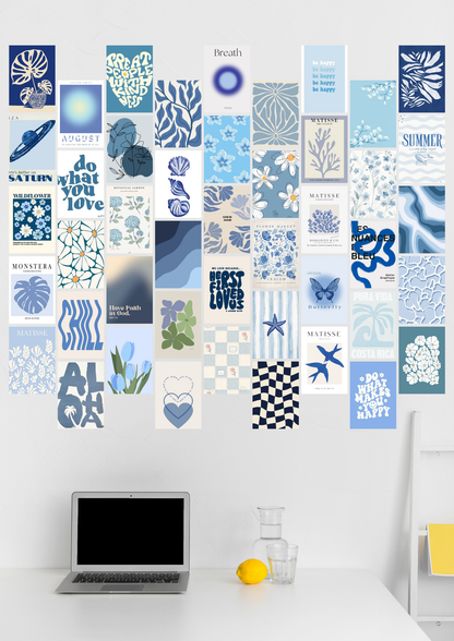 45 Epic blue aesthetic wall collage Set poster