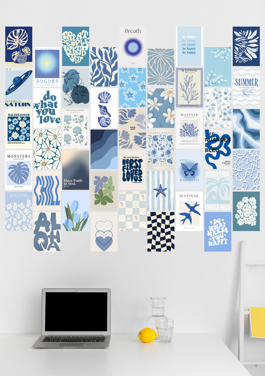 45 Epic blue aesthetic wall collage Set poster