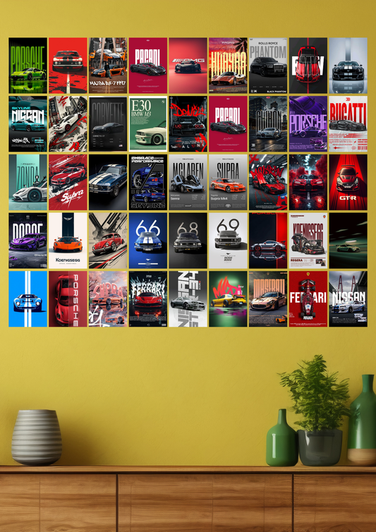 45 Epic Car collage set poster