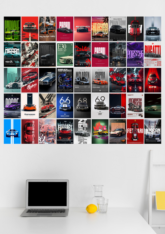 45 Epic Car collage set poster